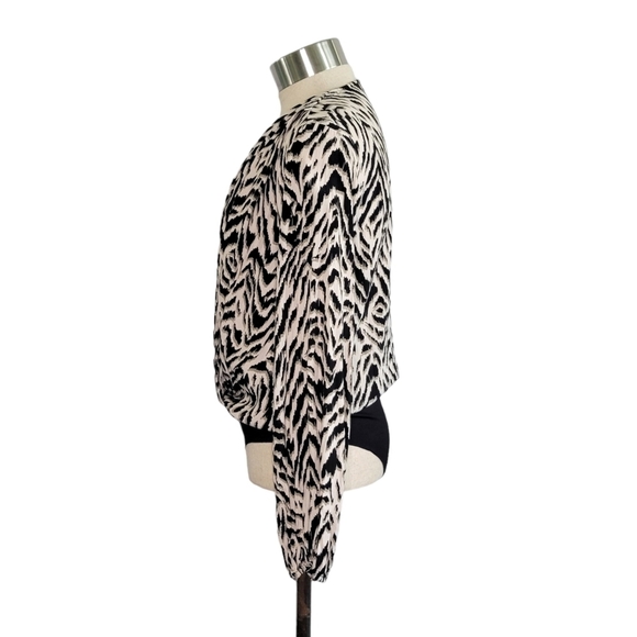 MNG Mango Zebra Animal Print Long Sleeve Surplice Front Bodysuit Women's Size 2 - Picture 4 of 10